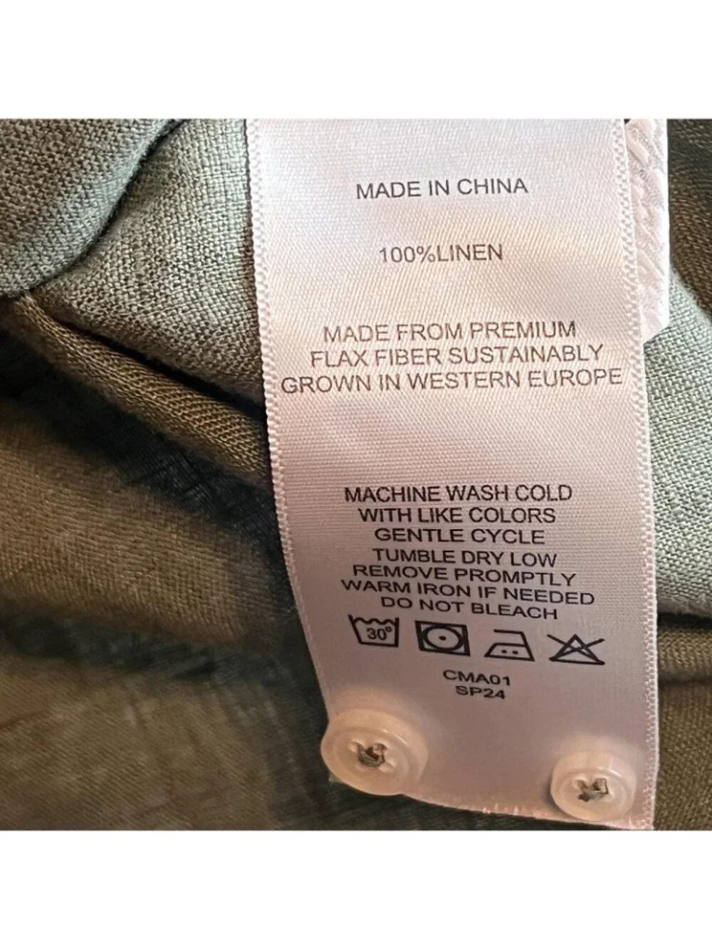 Quince Shirt Womens Medium Green European Linen Long Sleeve Coastal - Picture 5 of 8